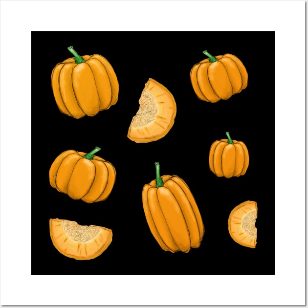 Halloween vintage pumpkin pattern Wall Art by AnnaEleCreate